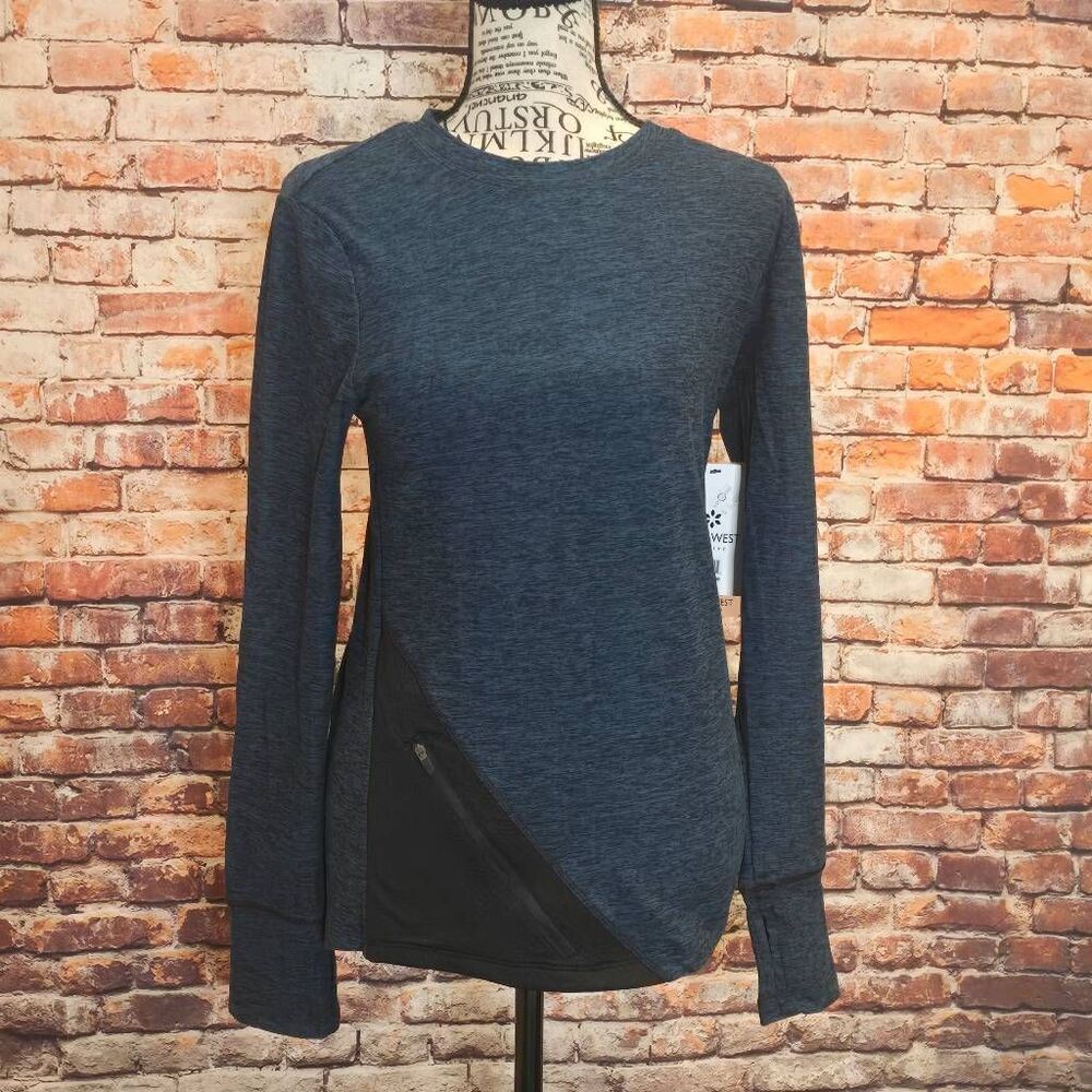 Nine West Active Womens Blue & Black Long Sleeve Shirt S MSRP $58